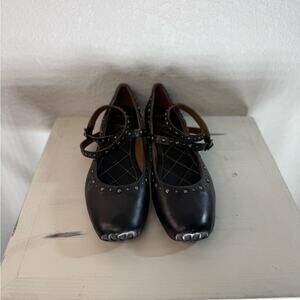 Free People Grace Ankle Strap Ballet Flat Black Studded Women’s 10 Whimsigoth